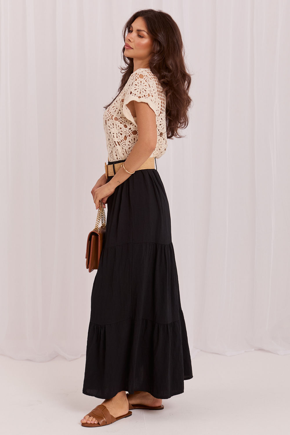 Jupe femme Italy Moda Longue Longue — noir