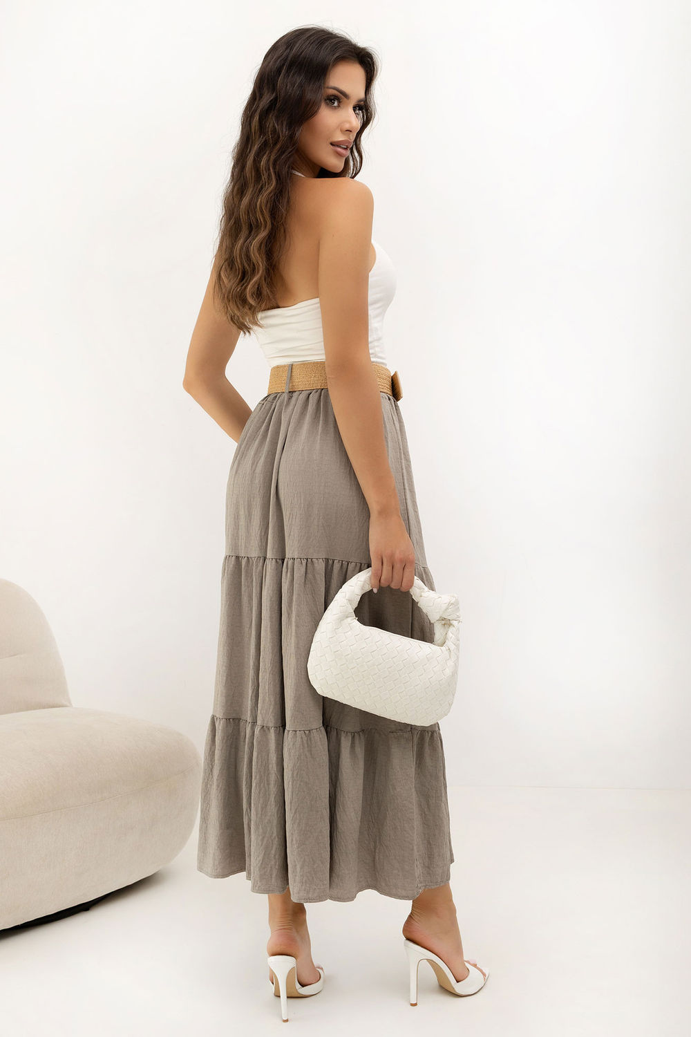 Jupe femme Italy Moda Longue Longue — beige