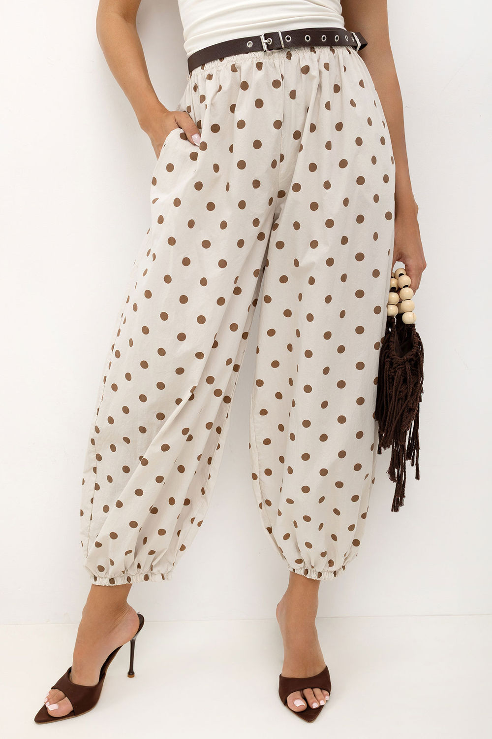Chaussures à talons femme Italy Moda Pantalon Pantalon — beige