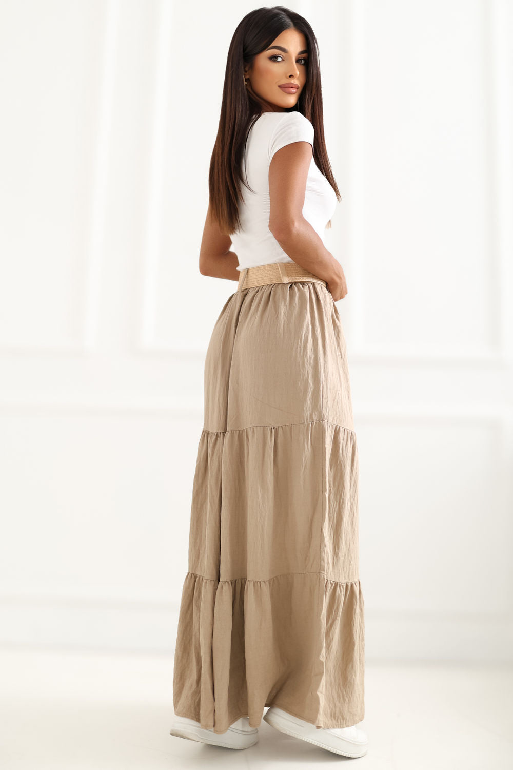Jupe femme Italy Moda Longue Longue — brun