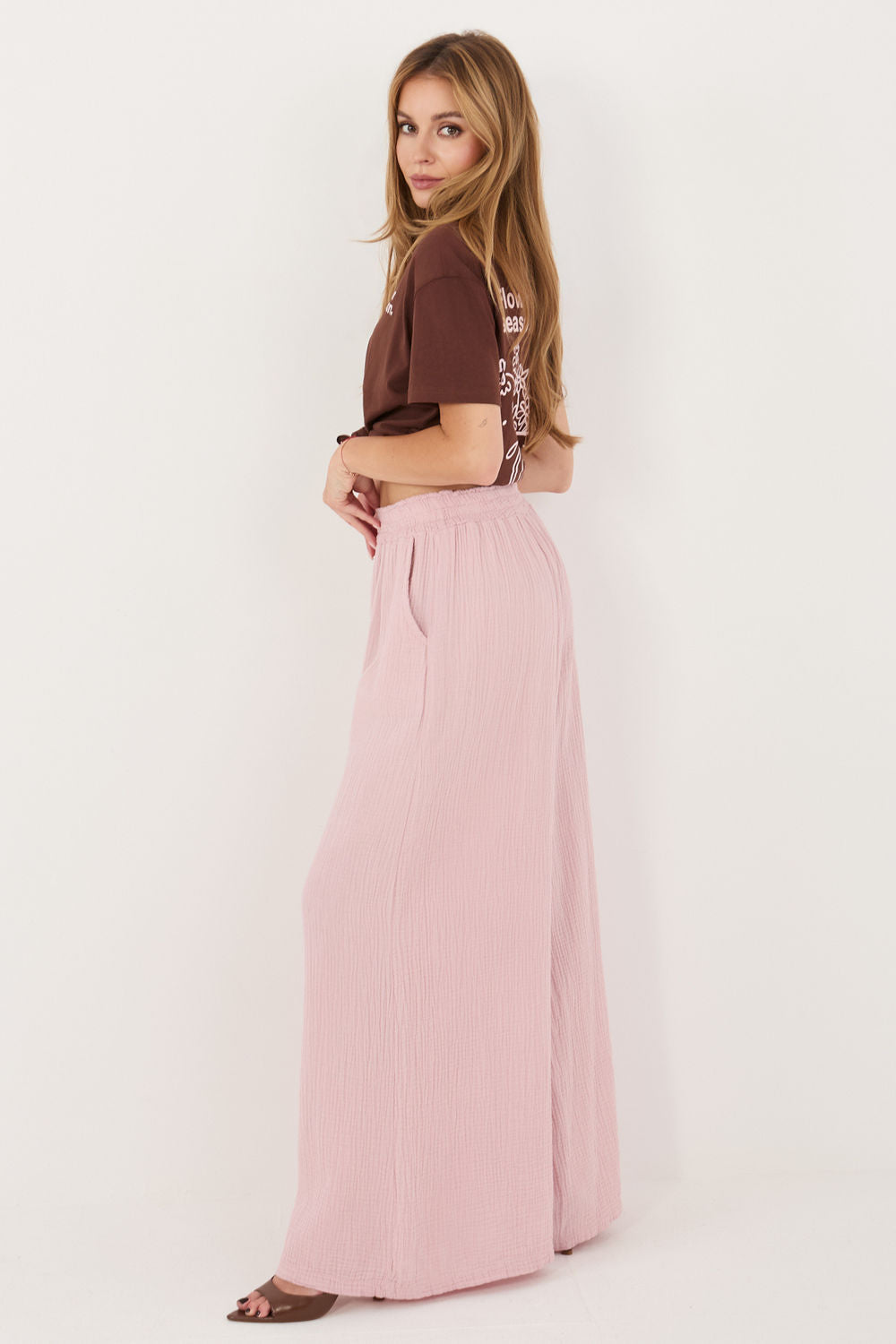 Chaussures à talons femme Italy Moda Pantalon Pantalon — rosé