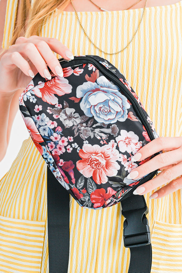 Pièce mode femme floral, zip, bretelles — noir