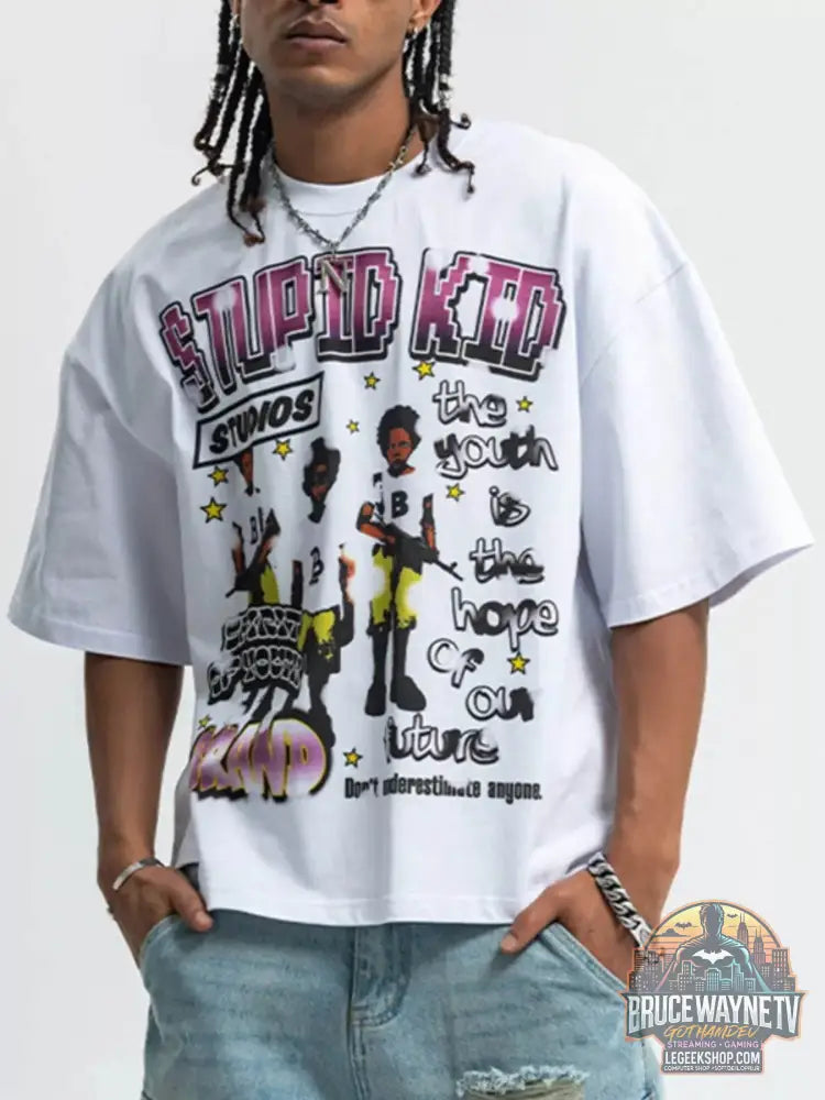T-shirt homme graphique à col rond et manches courtes avec un design coloré et accrocheur