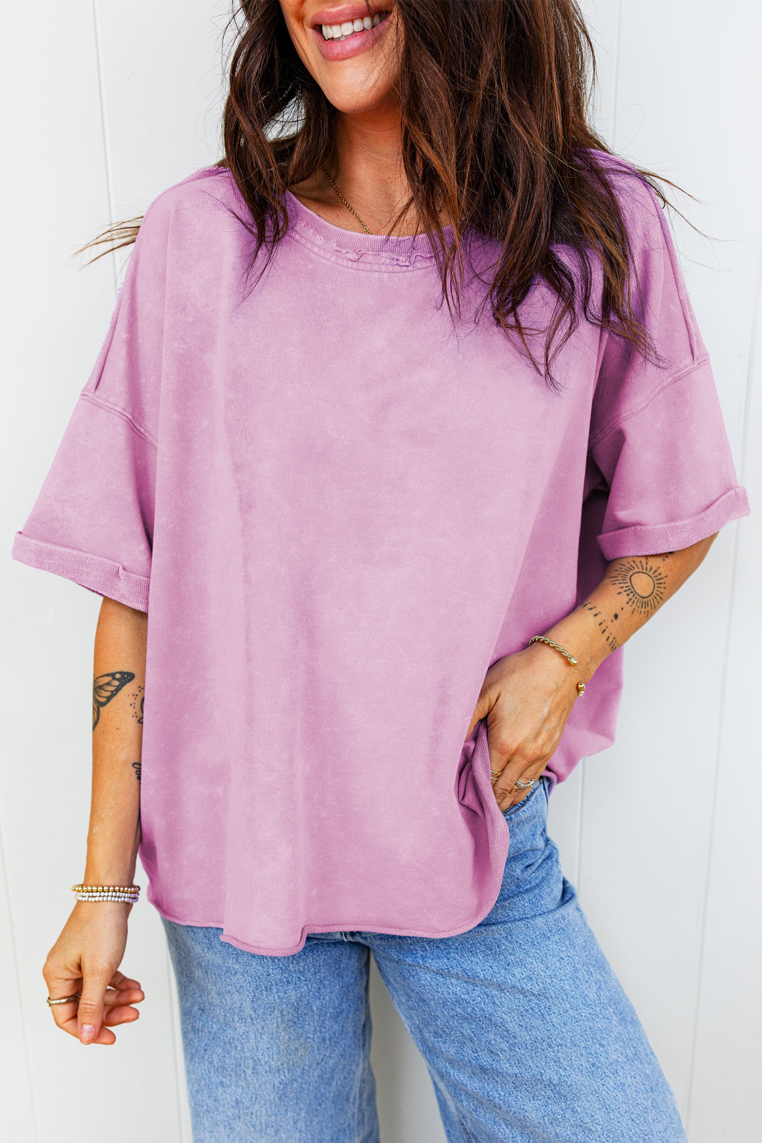 T-shirt femme épaules tombantes, ample