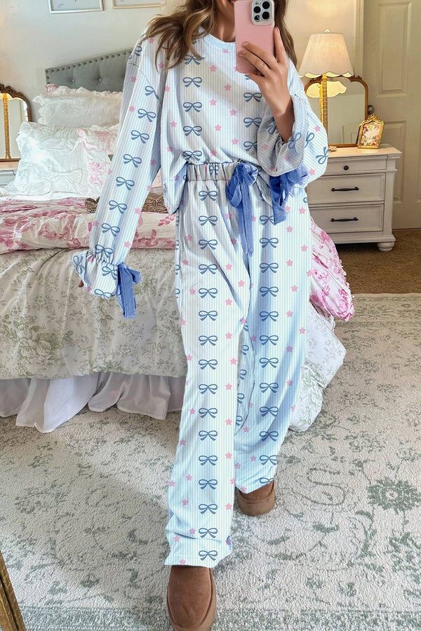 Ensemble femme rayé — bleu ciel