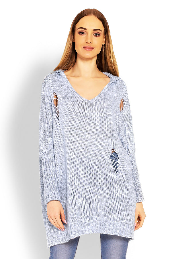 Pull femme PeeKaBoo Chandail Long Chandail — bleu