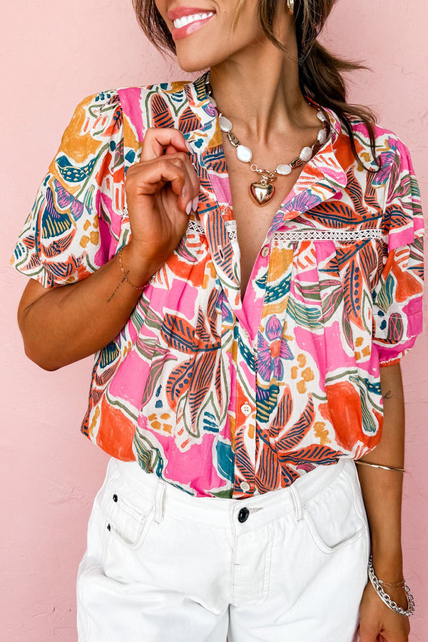 Chemise femme boutonnée, manches courtes