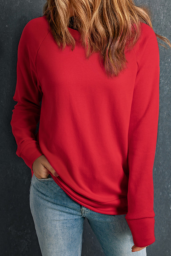 Sweat femme col rond, uni — rouge