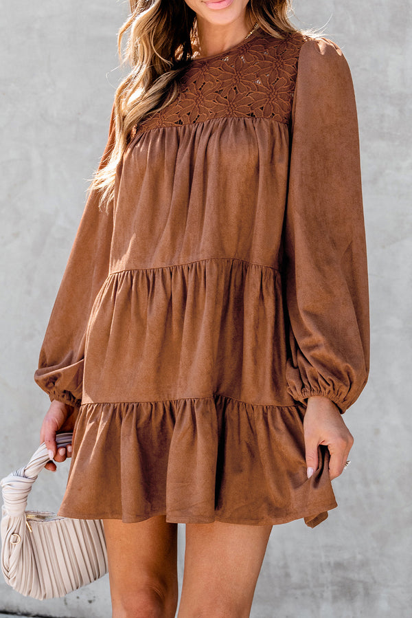 Robe courte femme floral, à volants, à étages