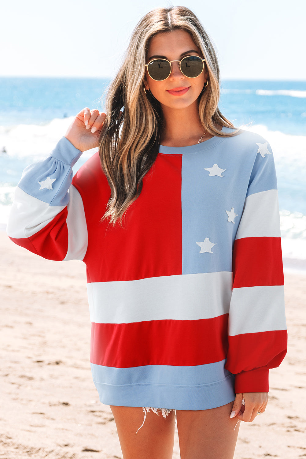 Sweat femme oversized, vintage — multicolore