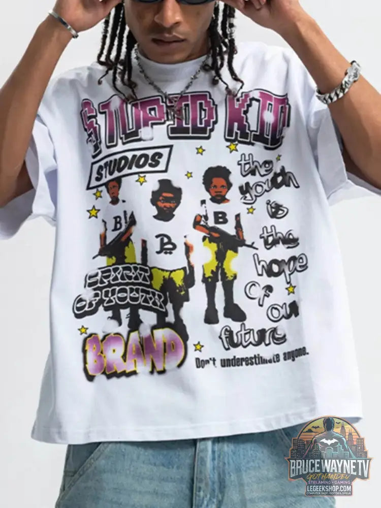 Tee-shirt homme avec graphisme créatif, Men's Graphic Round Neck Short Sleeve T-Shirt tendance de Trendsi