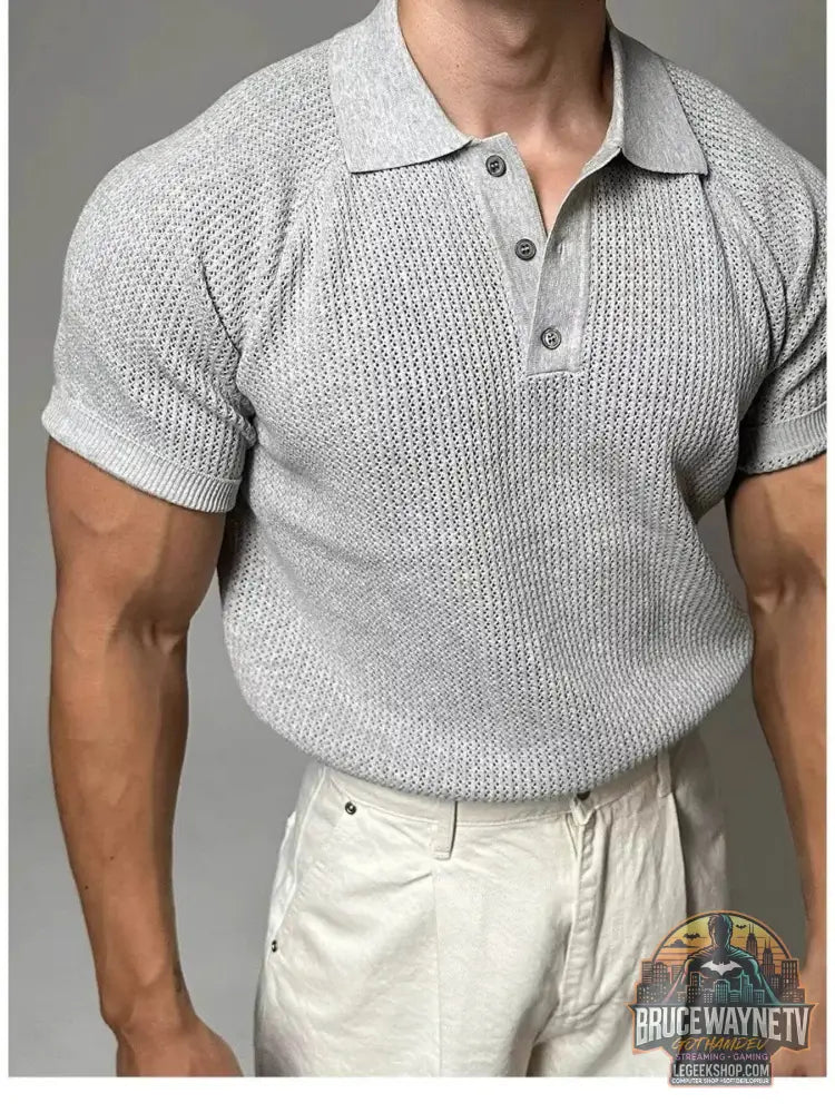 Polo texturé homme grande taille en gris, confortable et stylé pour toutes les occasions
