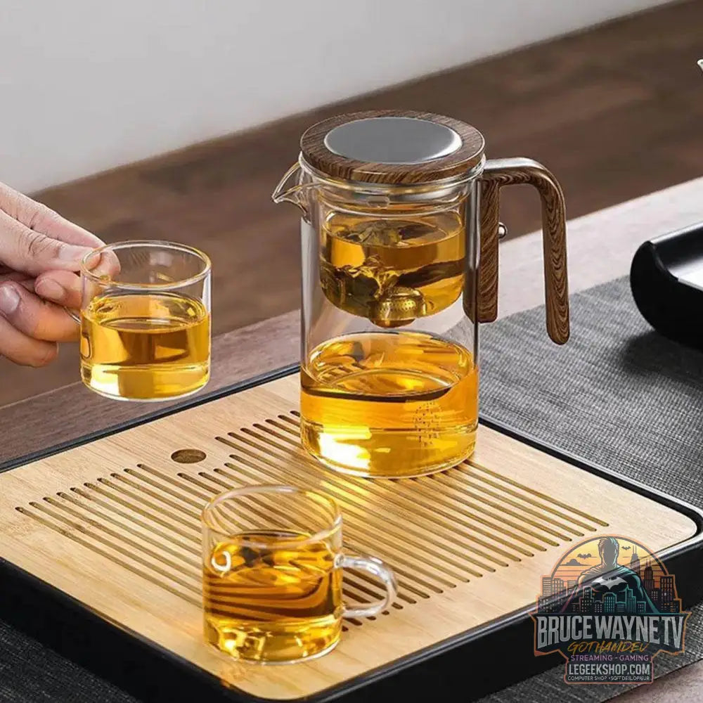 🍵 Théière en Verre avec Séparateur Intégré & Poignée en Bois – 520ML / 720ML - Legeekshop