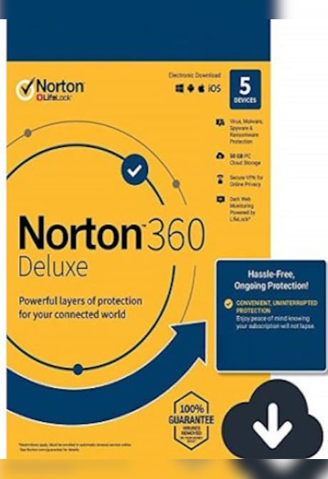 Norton 360 Deluxe (5 Devices, 1 Year) - NortonLifeLock Key - UNITED STATES