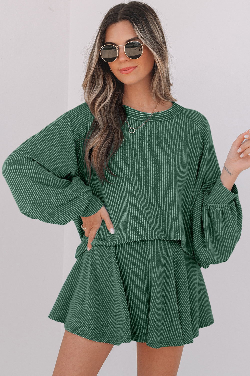 Jupe femme à volants, taille haute, mini — vert