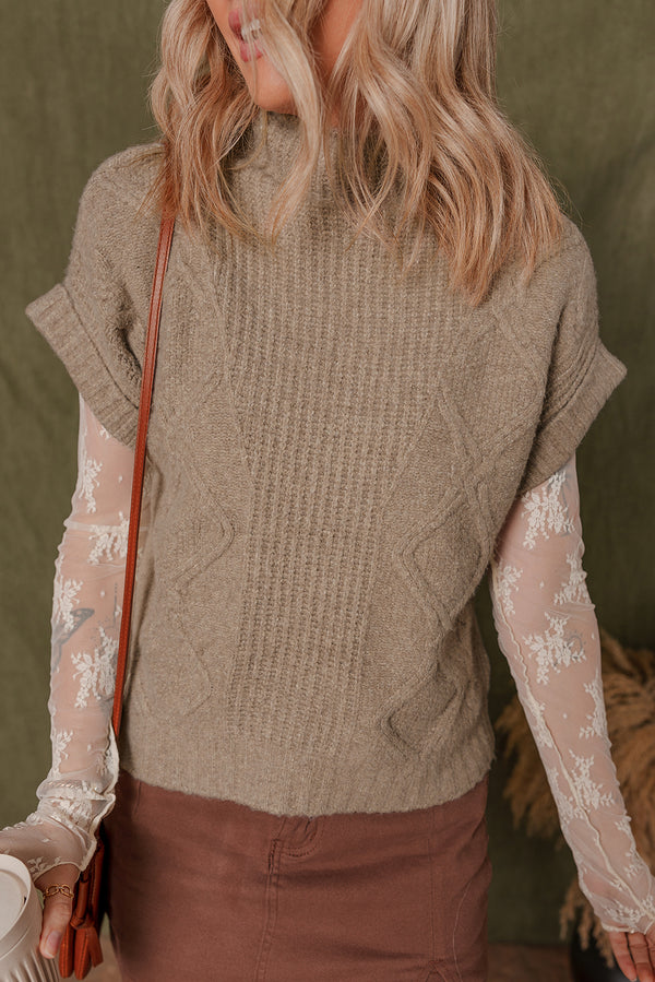 Pull femme en maille, col montant — gris