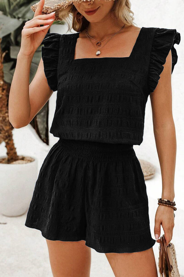 Ensemble femme smocké, taille haute — noir