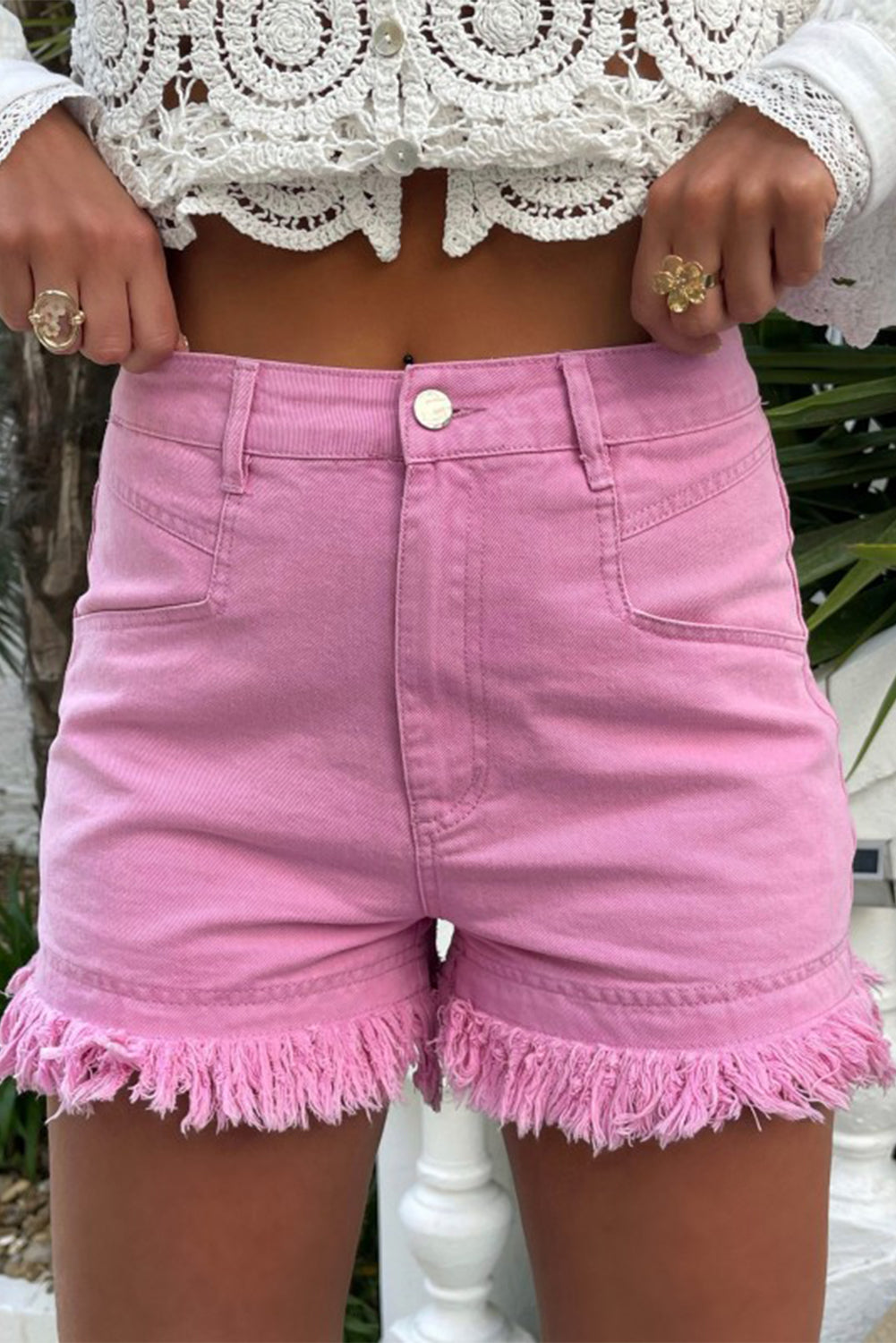 Short femme denim — rose