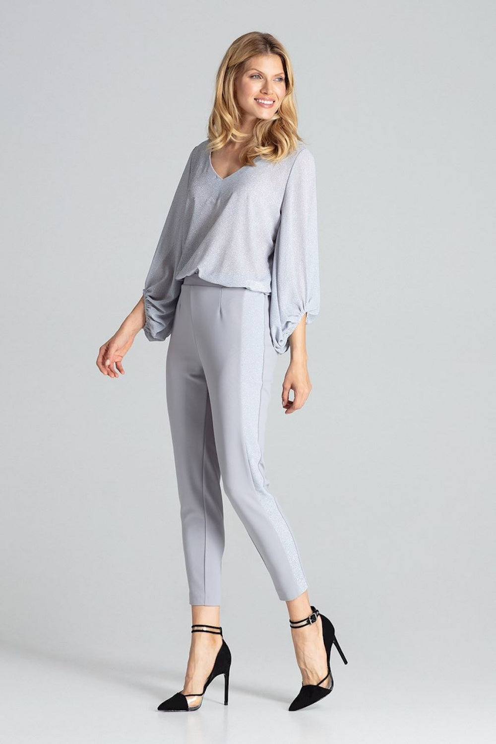 Chaussures à talons femme Figl Pantalon Pantalon — gris