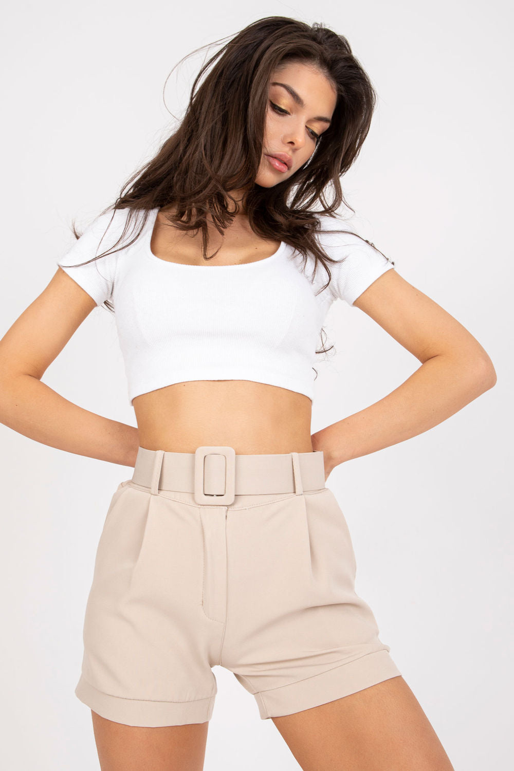Chaussures à talons femme Italy Moda Shorts Shorts — beige