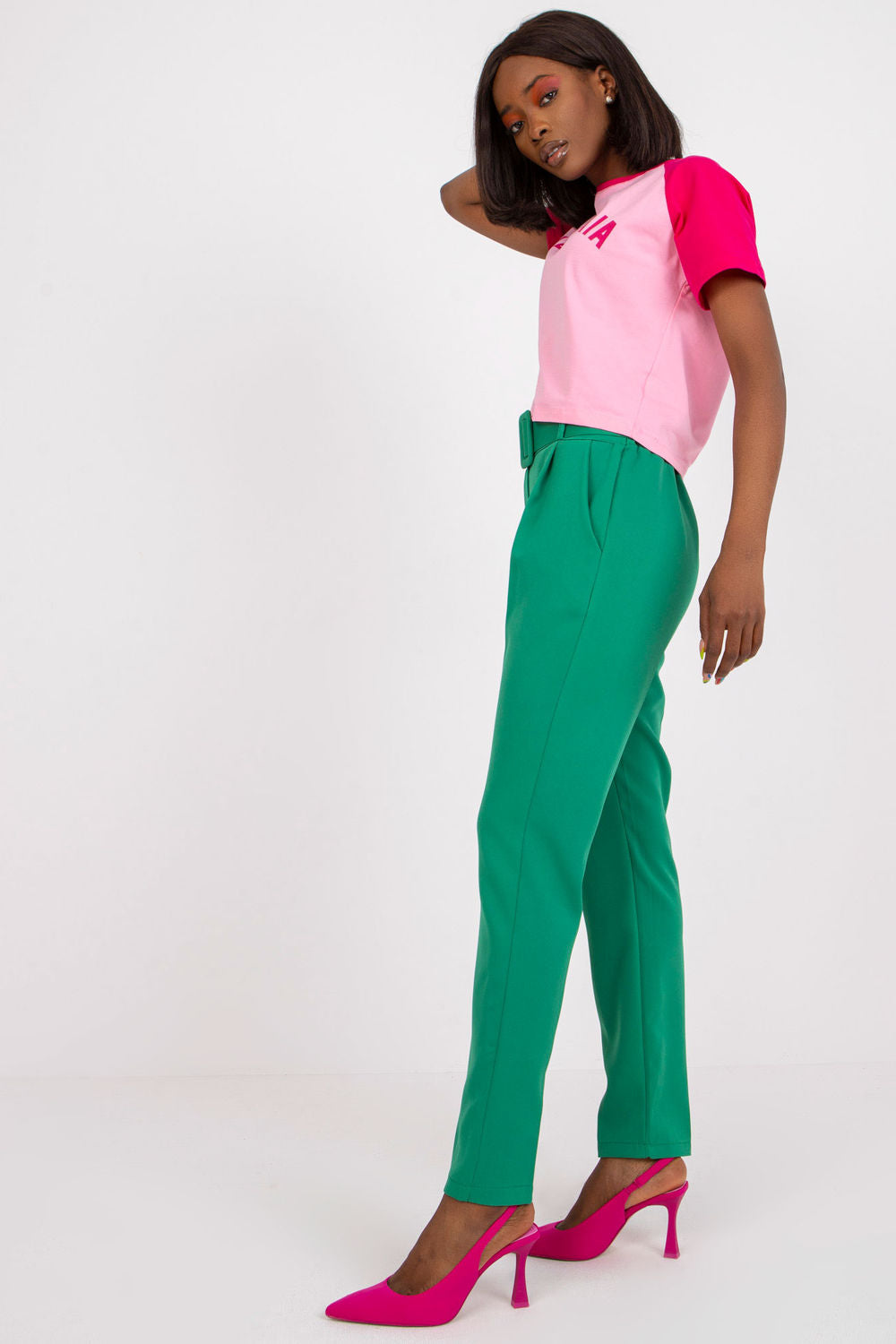 Chaussures à talons femme Italy Moda Pantalon Pantalon — vert