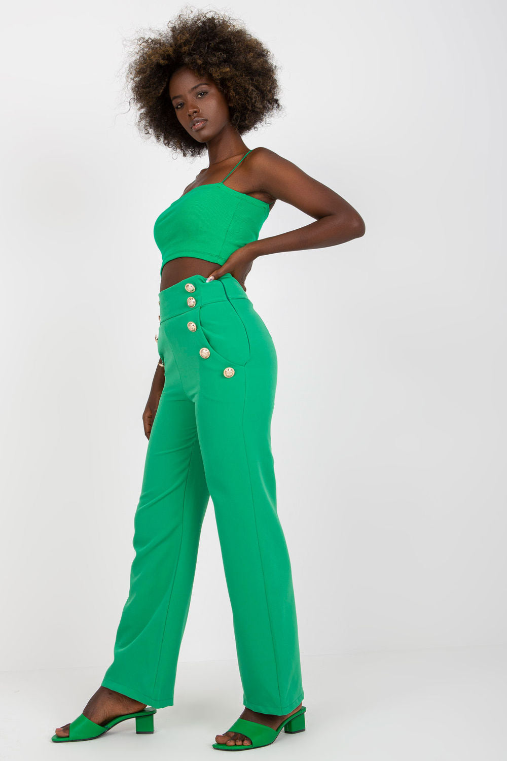Chaussures à talons femme Italy Moda Pantalon Pantalon — vert