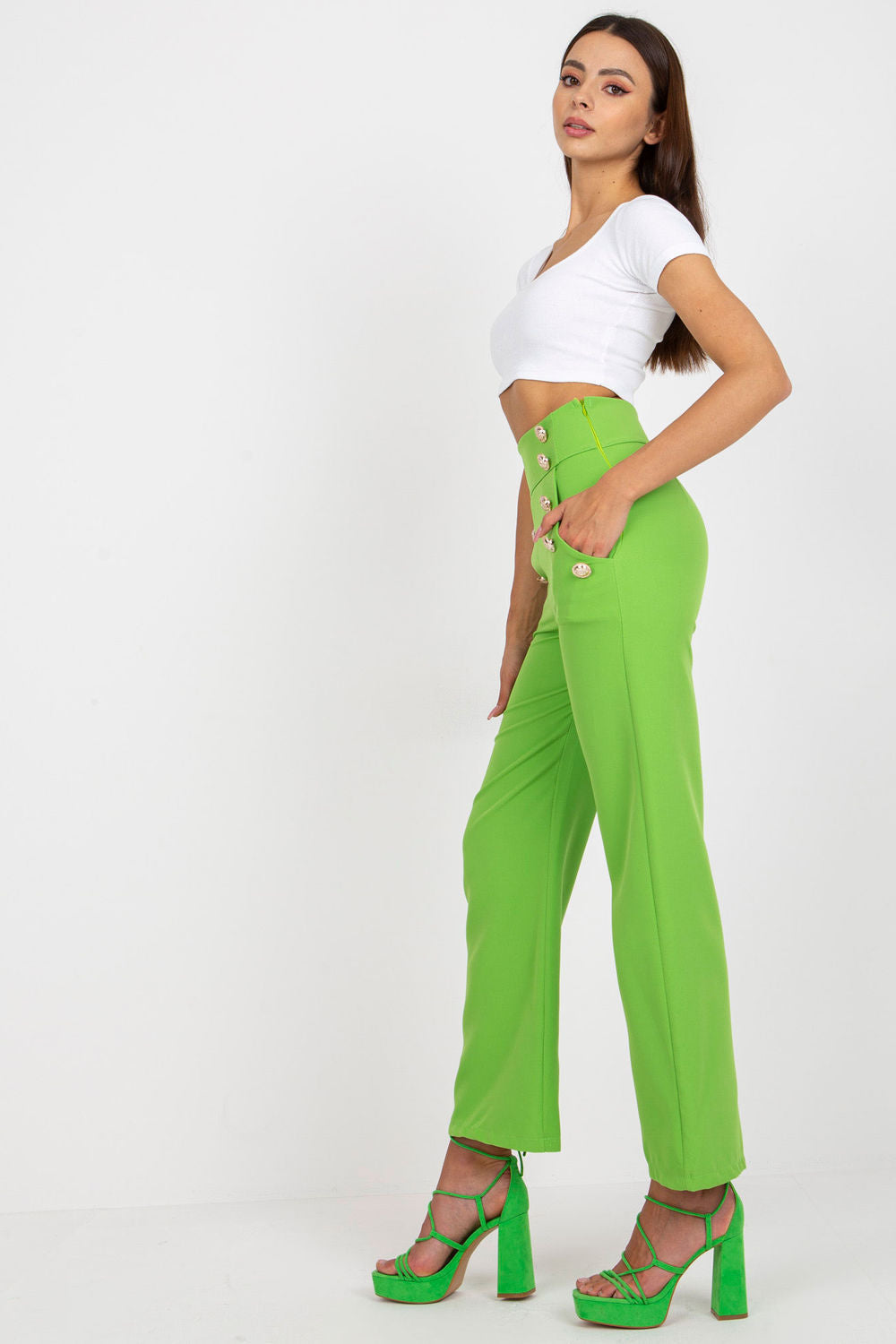 Chaussures à talons femme Italy Moda Pantalon Pantalon — vert