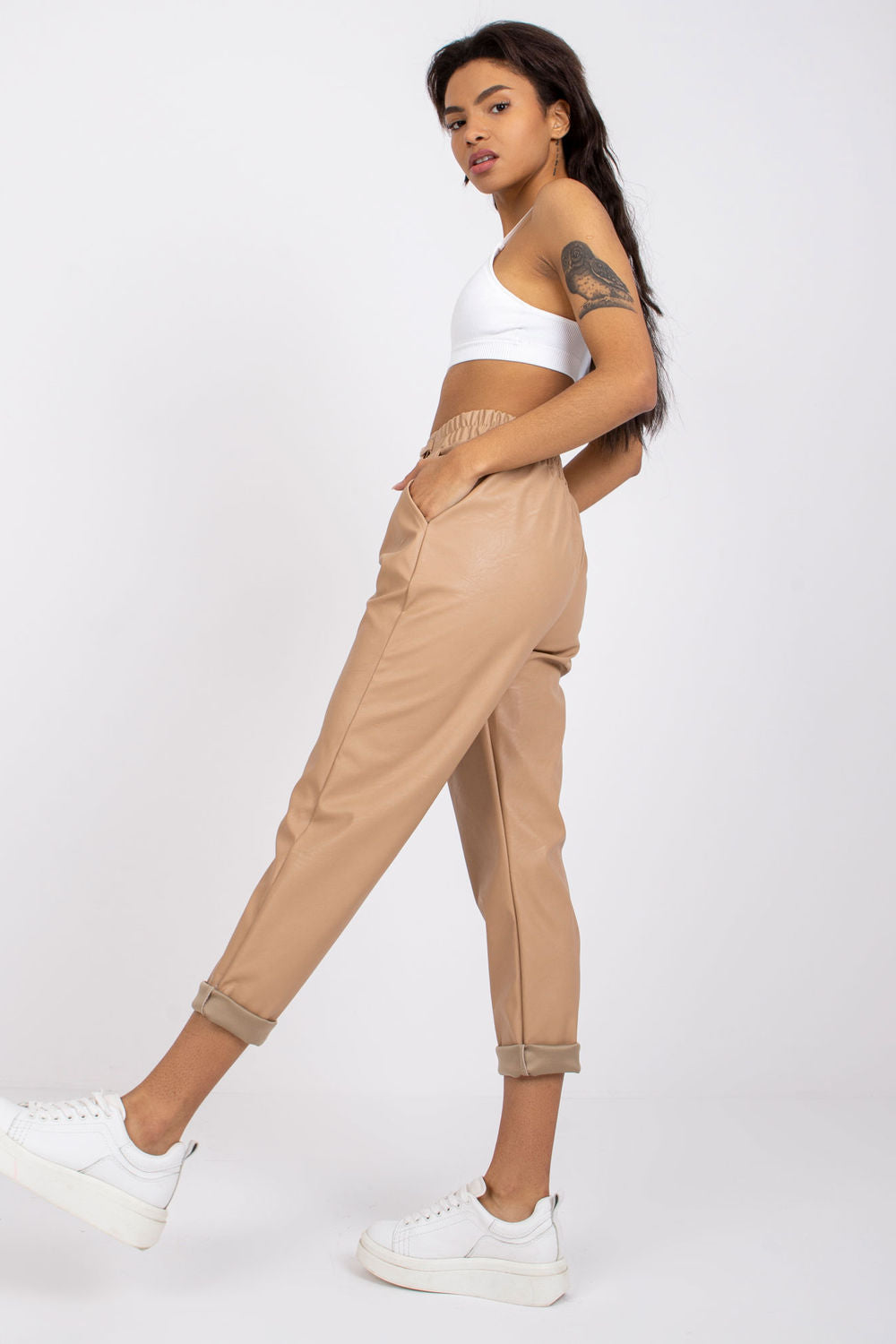Chaussures à talons femme Italy Moda Pantalon Pantalon — beige