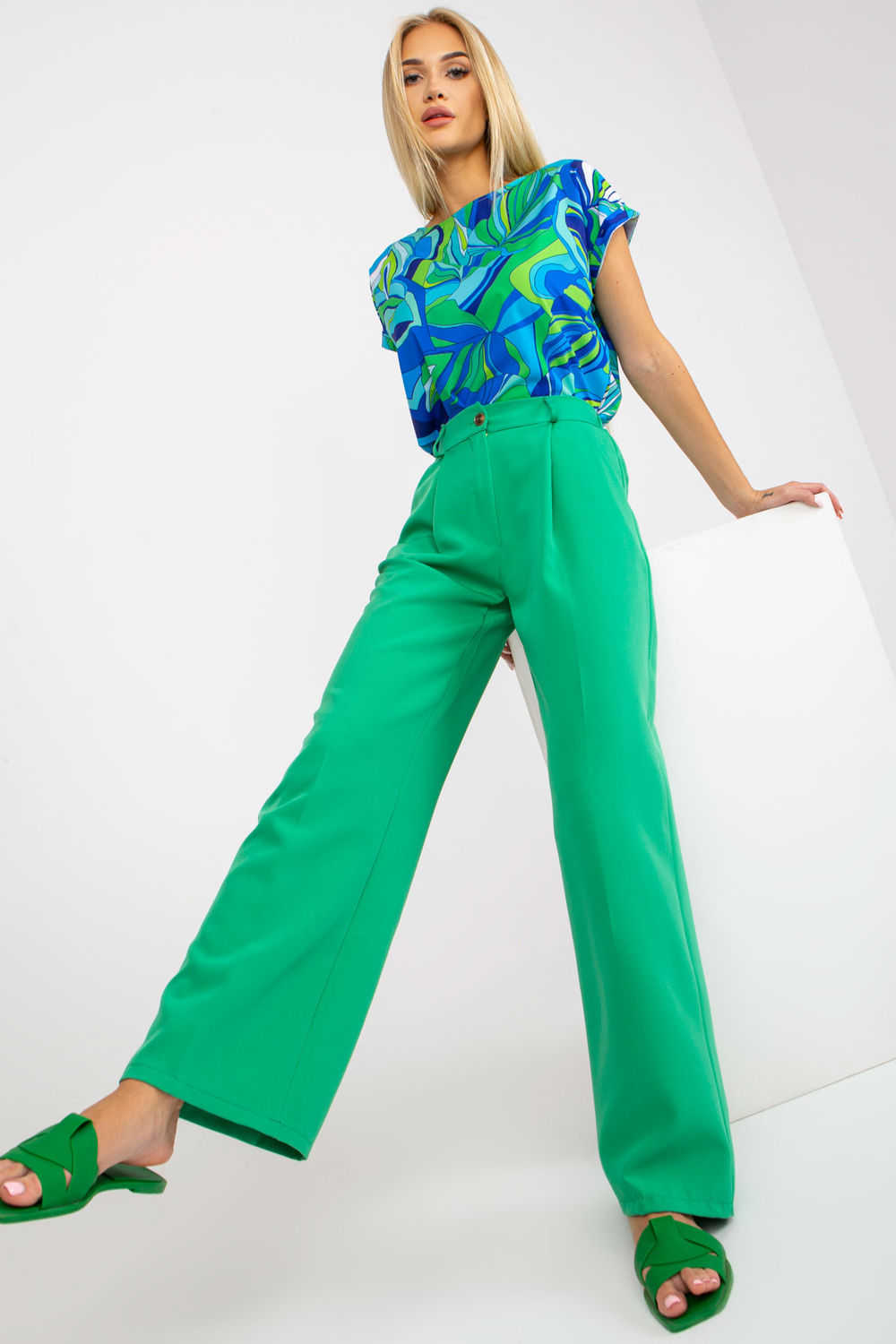 Chaussures à talons femme Italy Moda Pantalon Pantalon — vert
