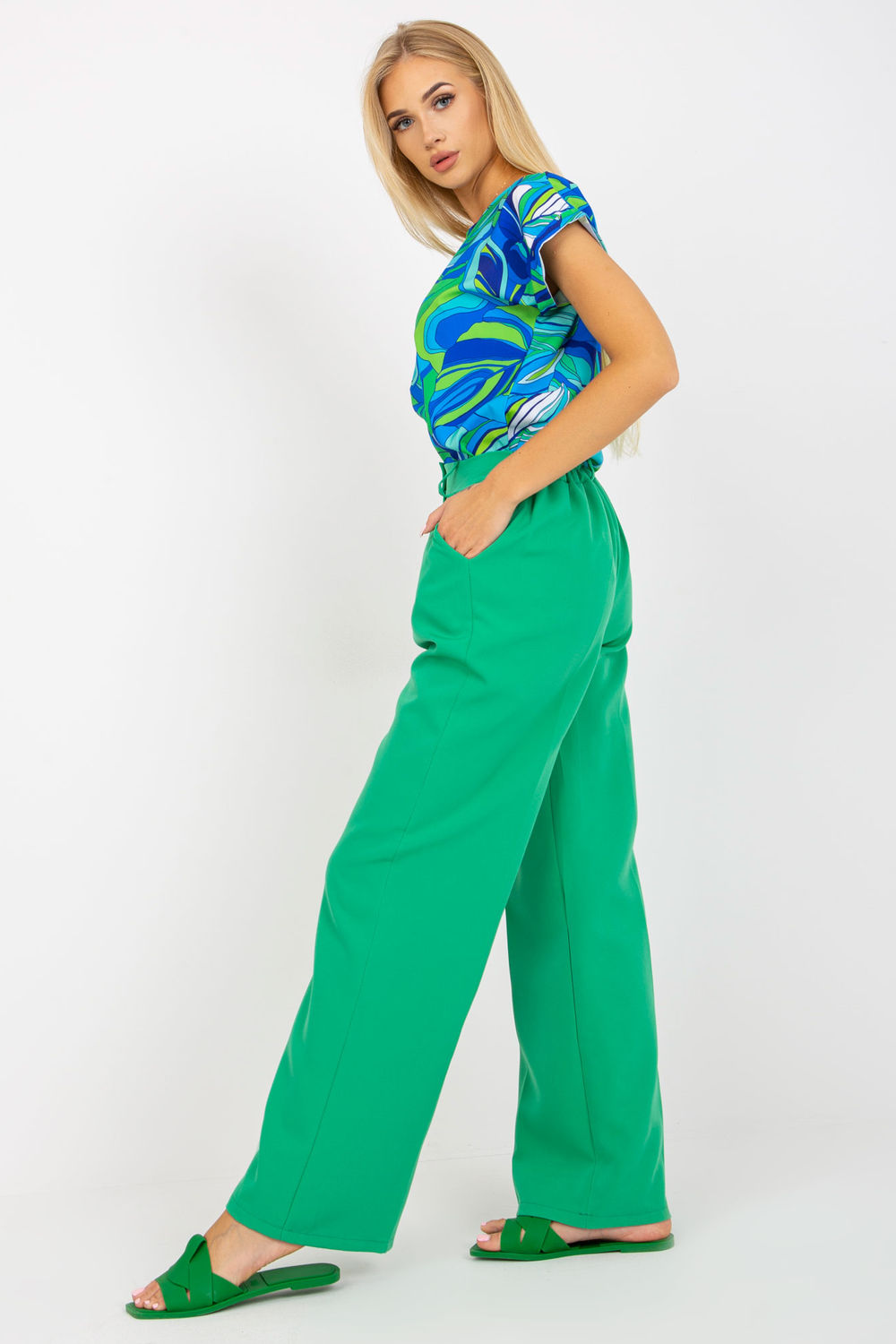 Chaussures à talons femme Italy Moda Pantalon Pantalon — vert