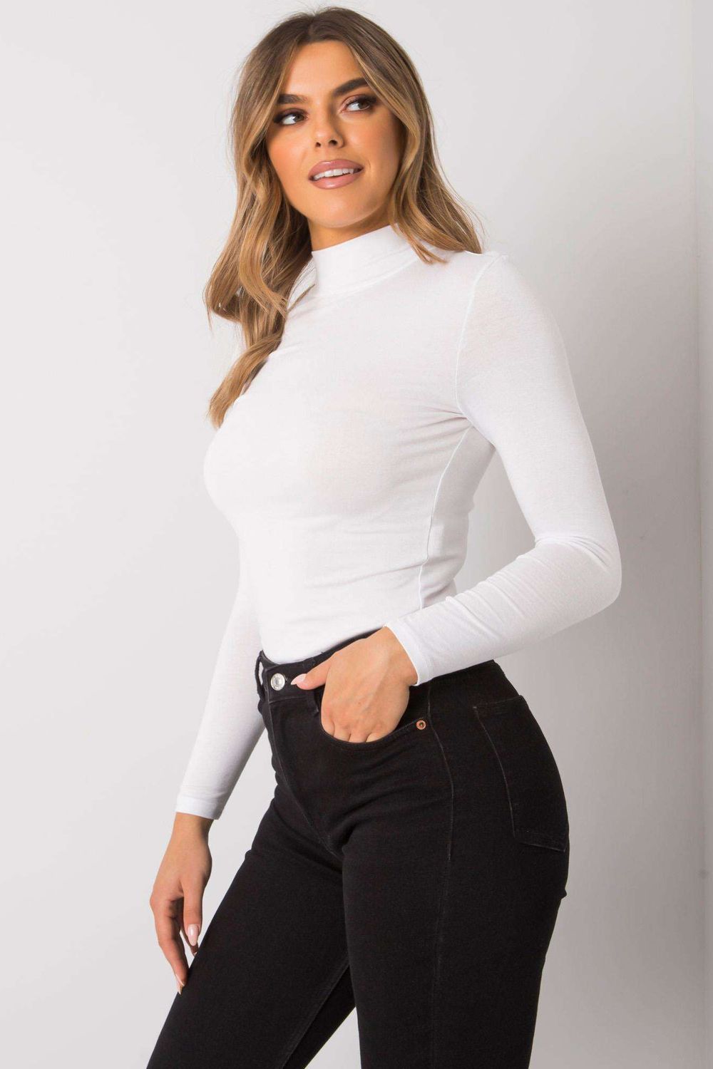 Pull femme Rue Paris Col Roulé Col — blanc