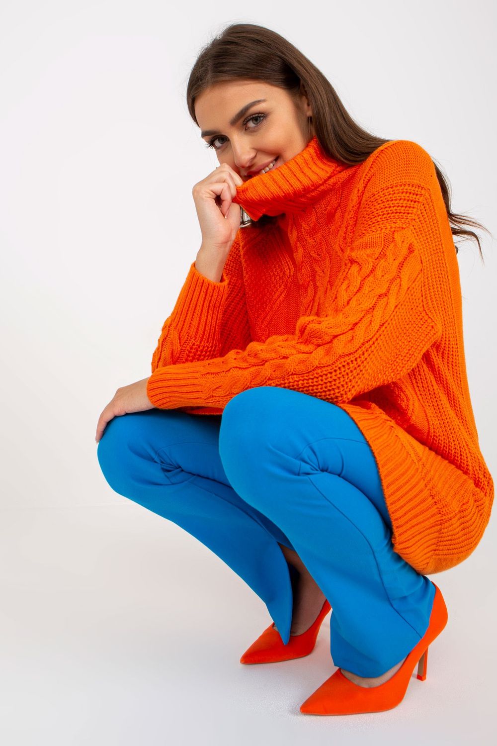 Pull femme Rue Paris Col Roulé Col — orange