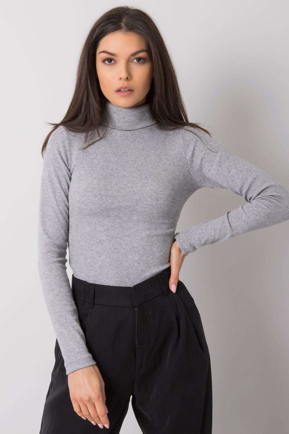 Pull femme Rue Paris Col Roulé Col — gris