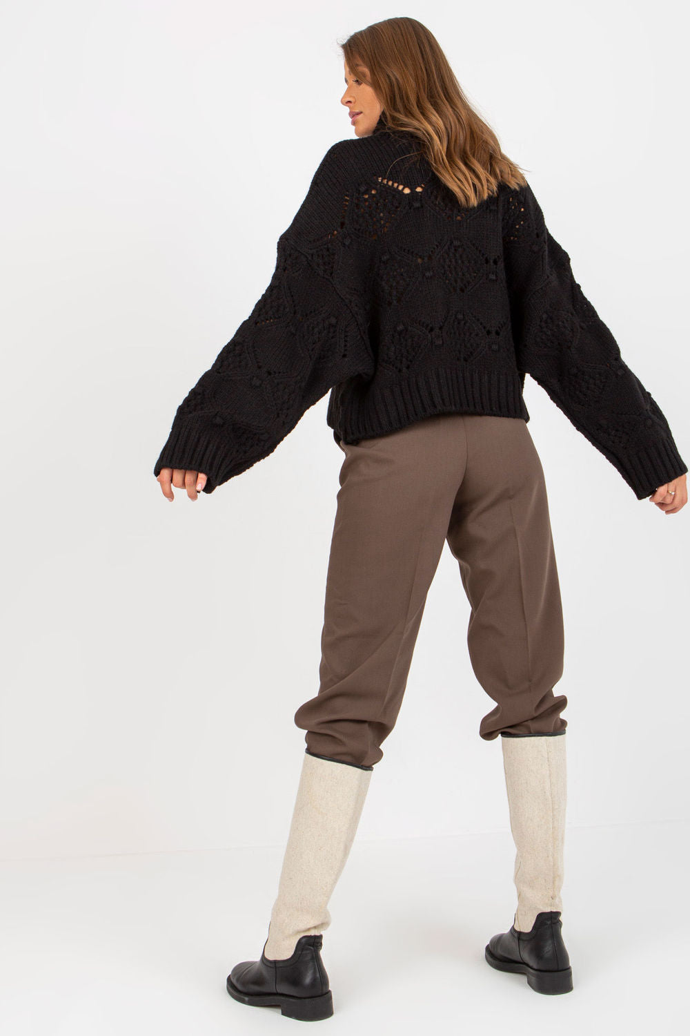 Pull femme EM Col Roulé Col — noir