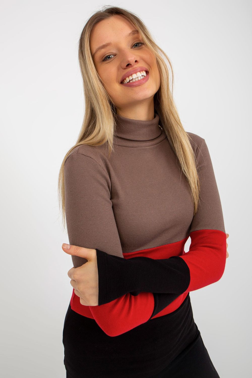 Pull femme Relevance Col Roulé Col — brun