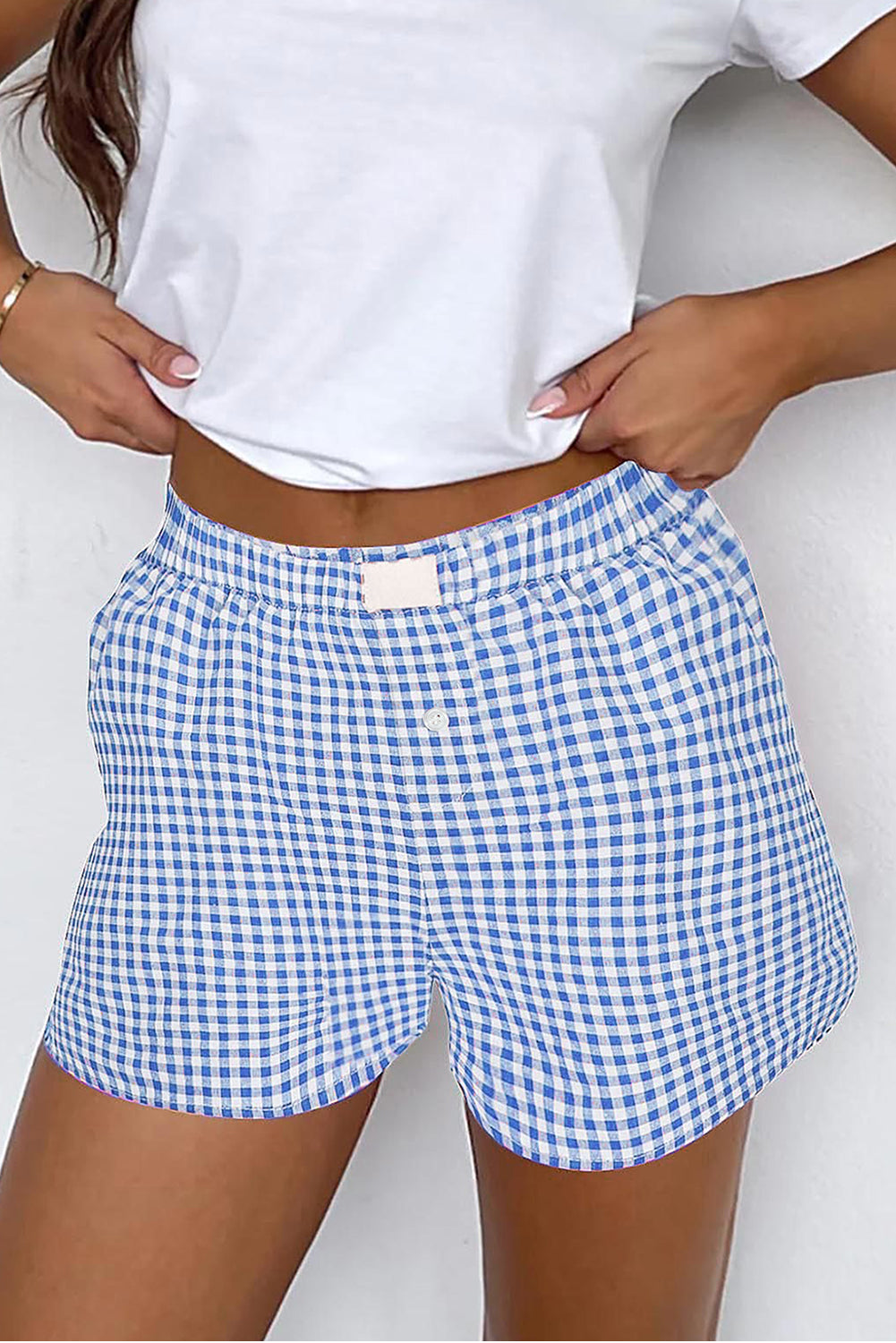 Short femme taille haute — bleu