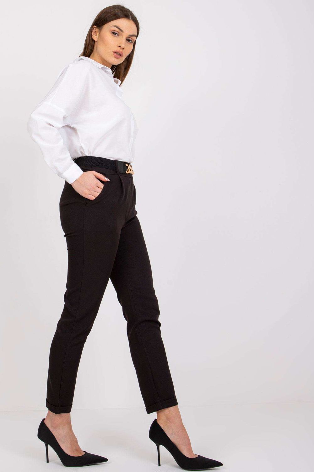 Chaussures à talons femme Italy Moda Pantalon Pantalon — noir