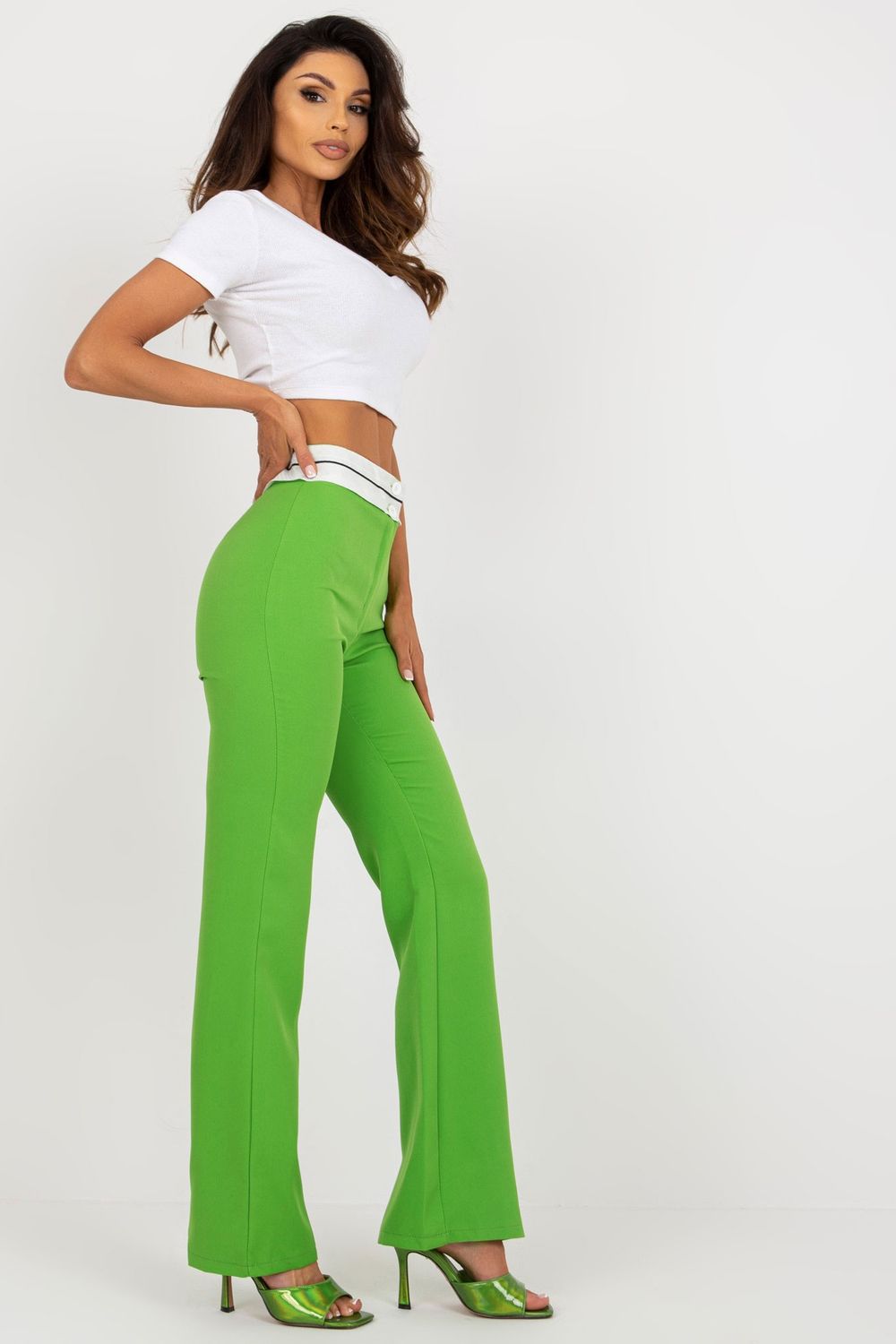 Chaussures à talons femme Italy Moda Pantalon Pantalon — vert