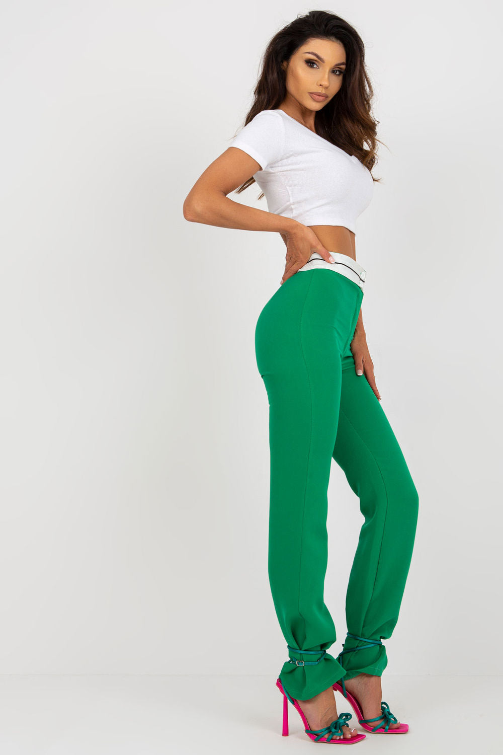 Chaussures à talons femme Italy Moda Pantalon Pantalon — vert