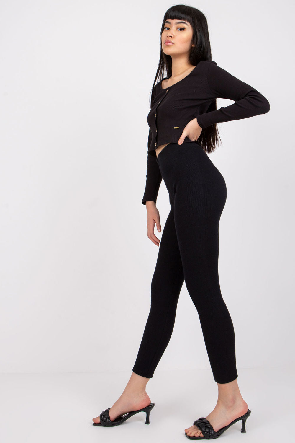 Chaussures à talons femme Rue Paris Leggings Longues Leggings — noir
