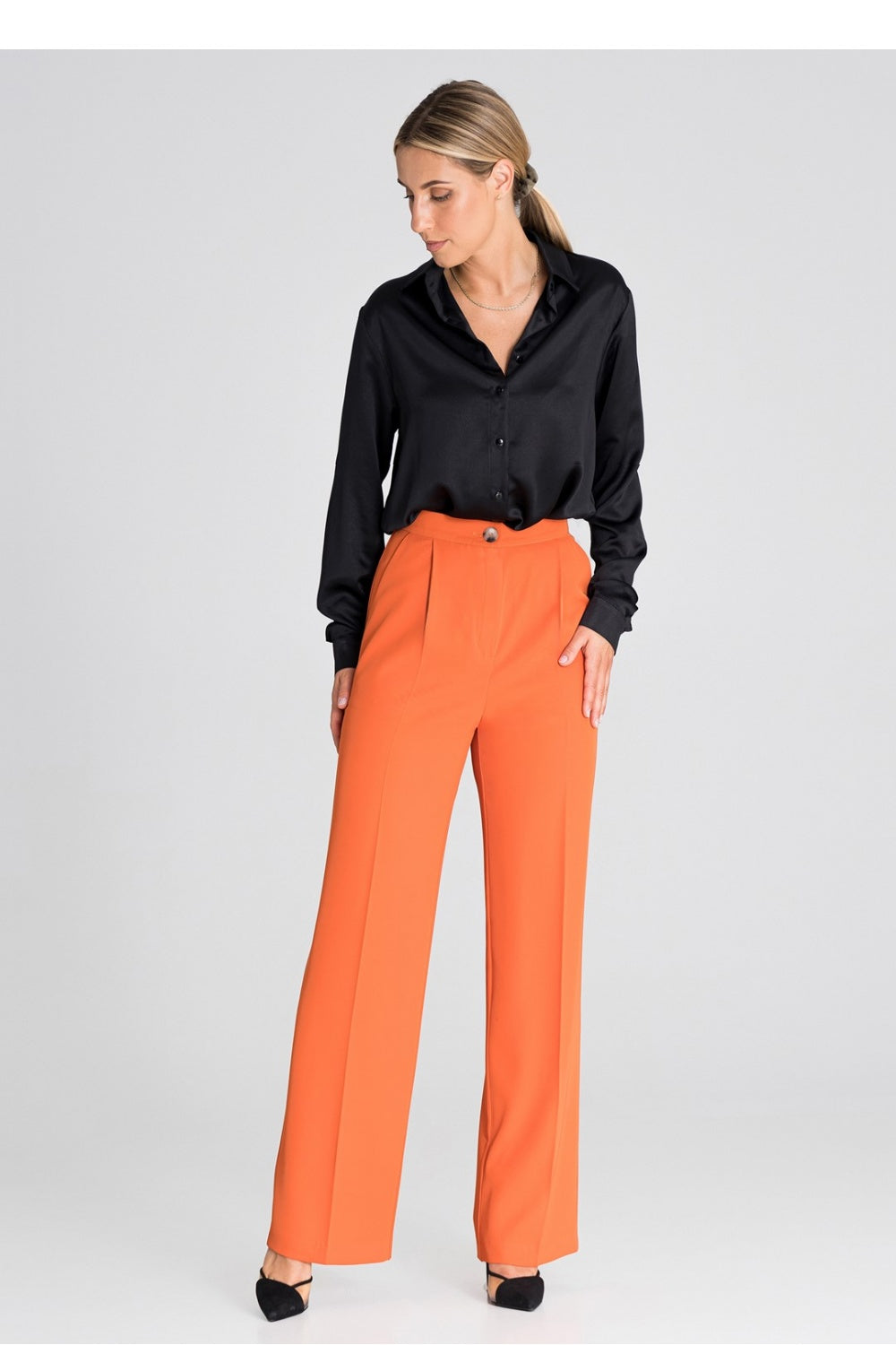 Chaussures à talons femme Figl Pantalon Long Pantalon — orange