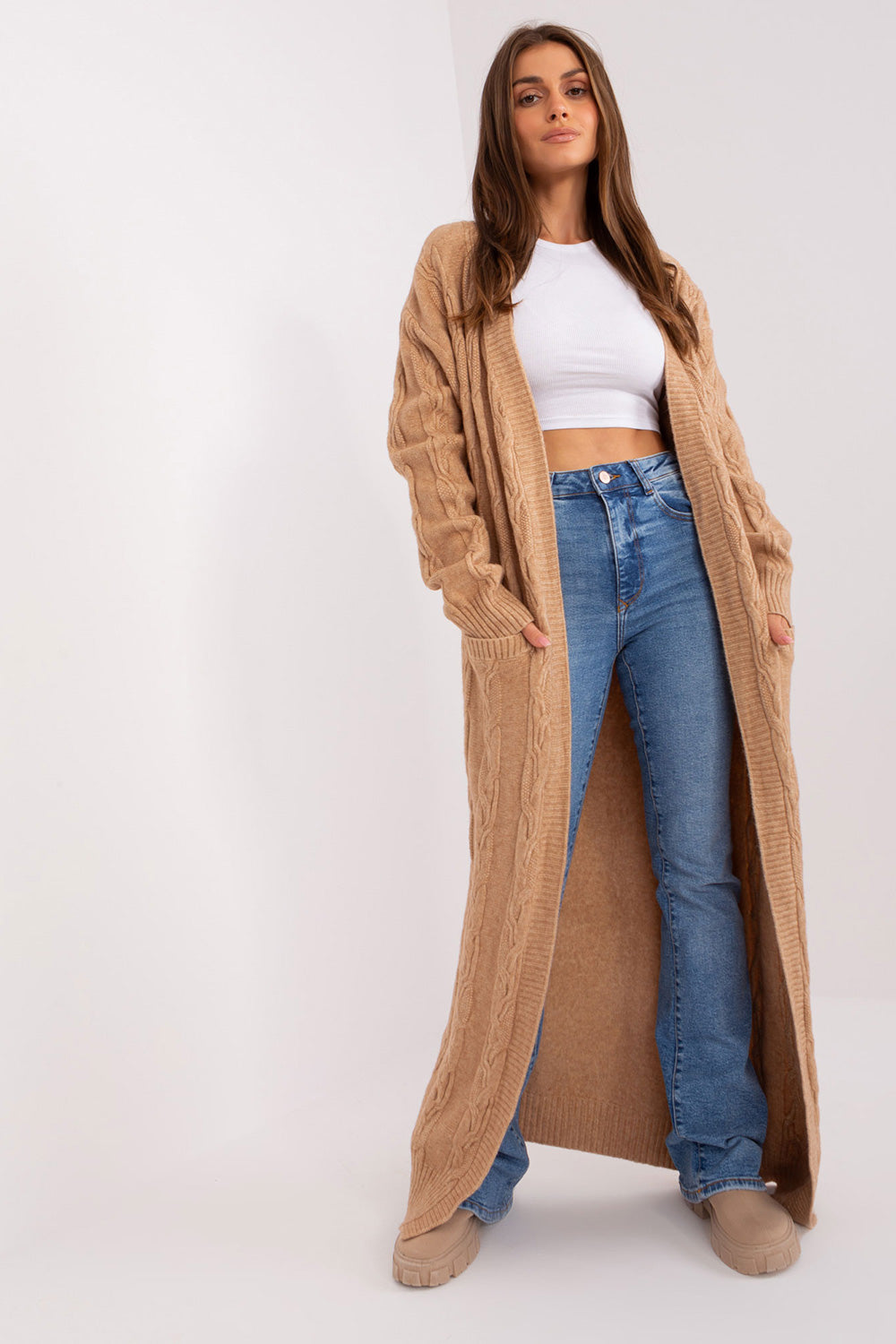 Cardigan femme AT — brun