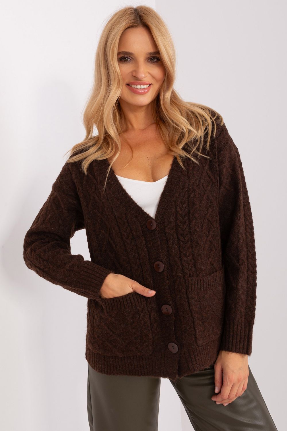 Cardigan femme AT — brun