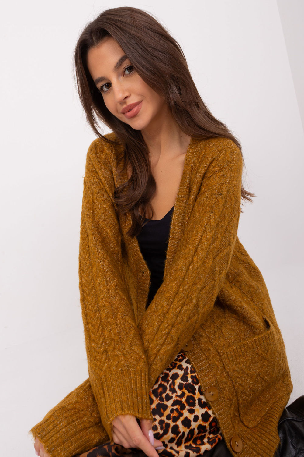 Cardigan femme AT — jaune