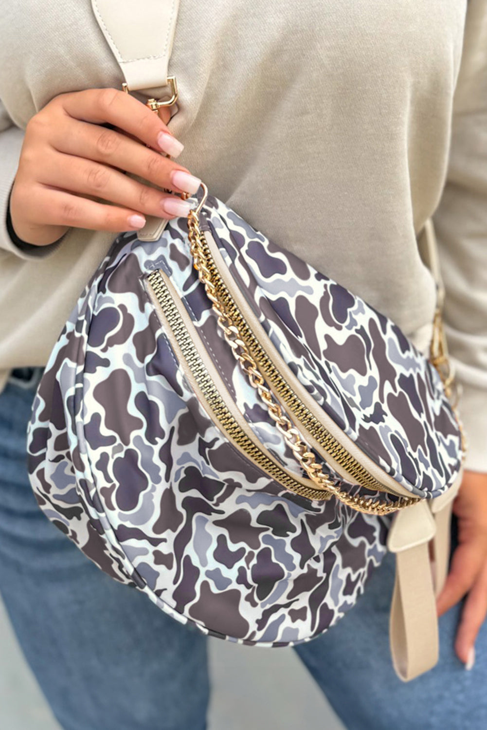 Pièce mode femme camouflage, zip — blanc