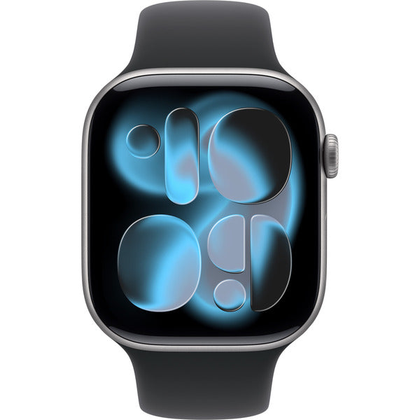 Apple Watch gris, Aluminium, 46 mm, bracelet sport noir S/M, Cellular - Apple