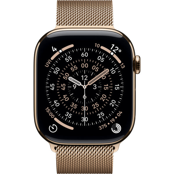 Apple Watch Titan Gold, bracelet / boîtier titane, 46 mm, Milanaise Armband gold S/M, Cellular - Apple