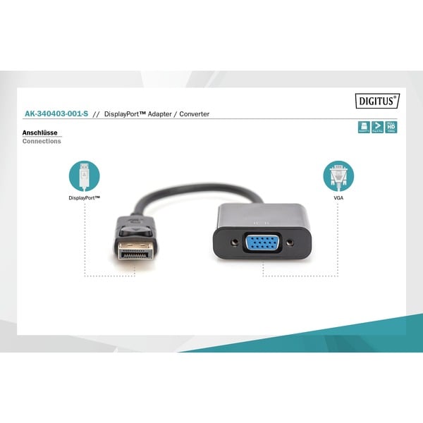 € 5,37 Digitus Adapter / Konverter DisplayPort > VGA HD15 - Digitus - vue 5
