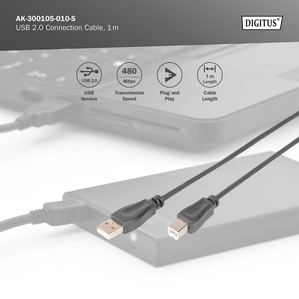 € 1,84 Digitus USB 2.0 Anschlusskabel USB-A (Stecker) > USB-B (Stecker) - Digitus - vue 3