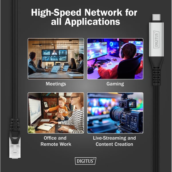 Digitus USB-C 3.2 Gen1 > RJ-45 Ethernet câble, 1Gbit/s, Adapter - Digitus - vue 6